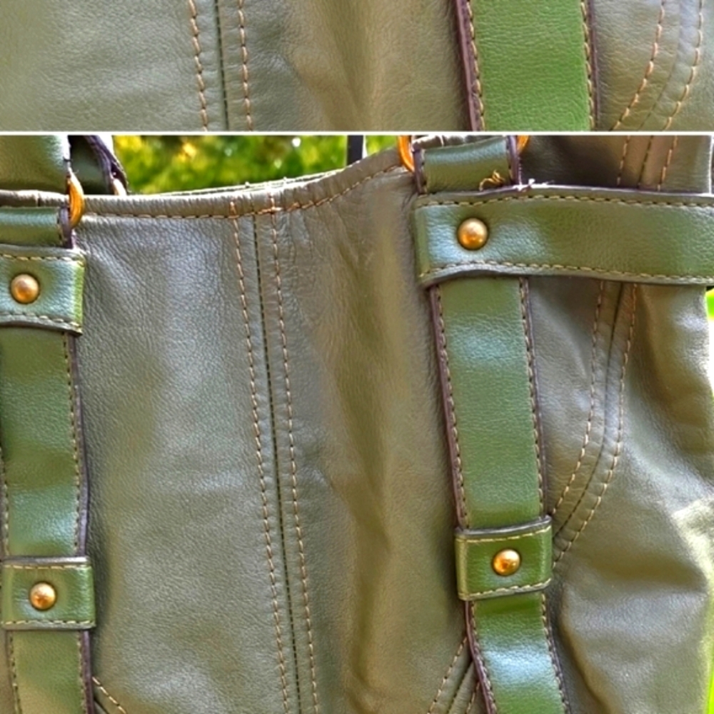 a.n.a Green and Brown Leather Hobo Bag with Classic Design